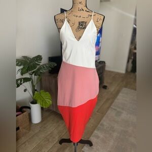 Boohoo Spaghetti Strip Color Block Party Dress